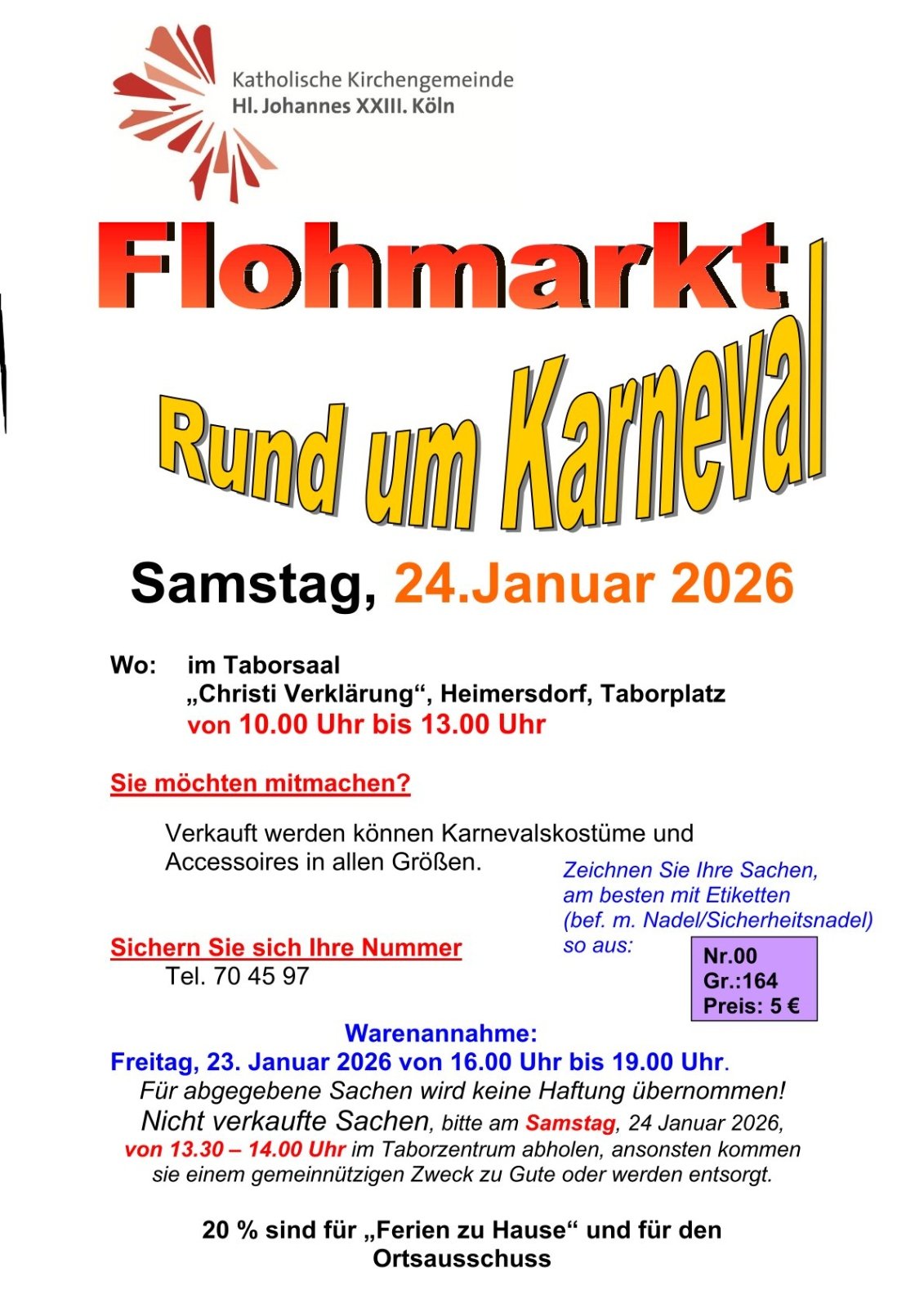 Flohmarktplakat Karneval 2026