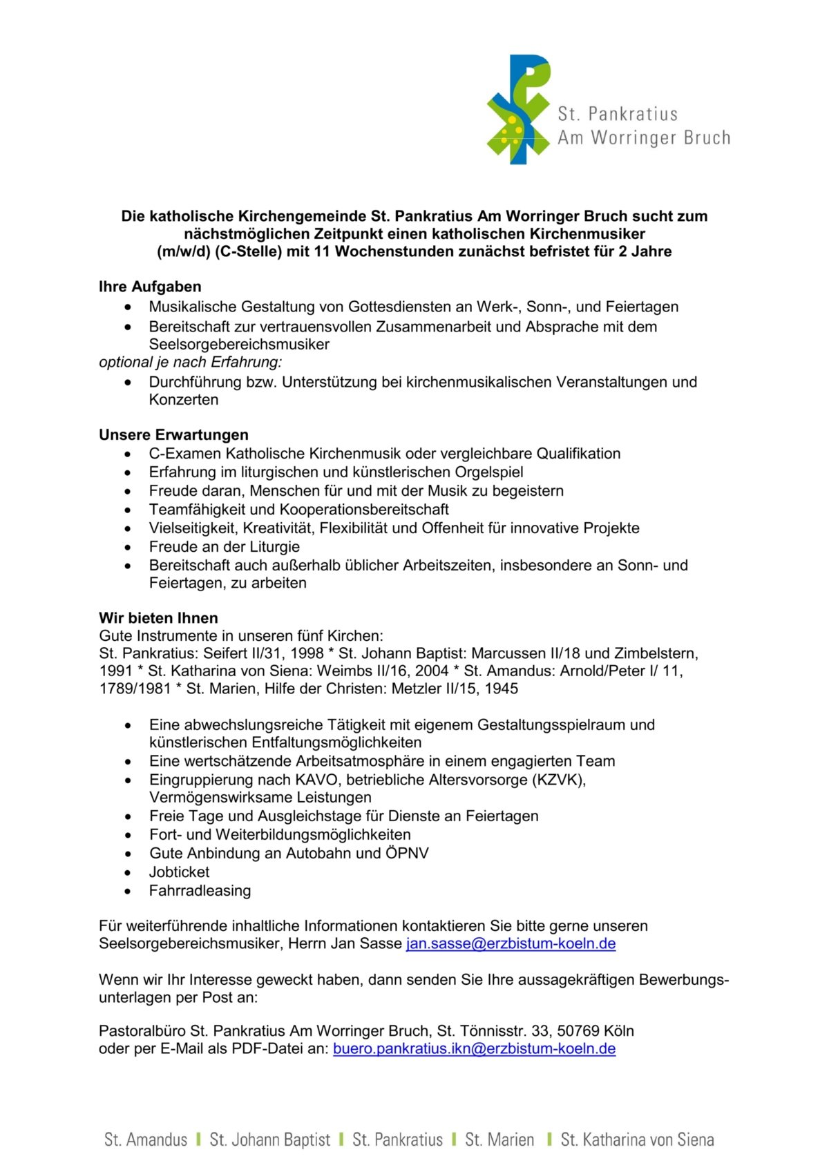 Stellenanzeige Musiker PAN