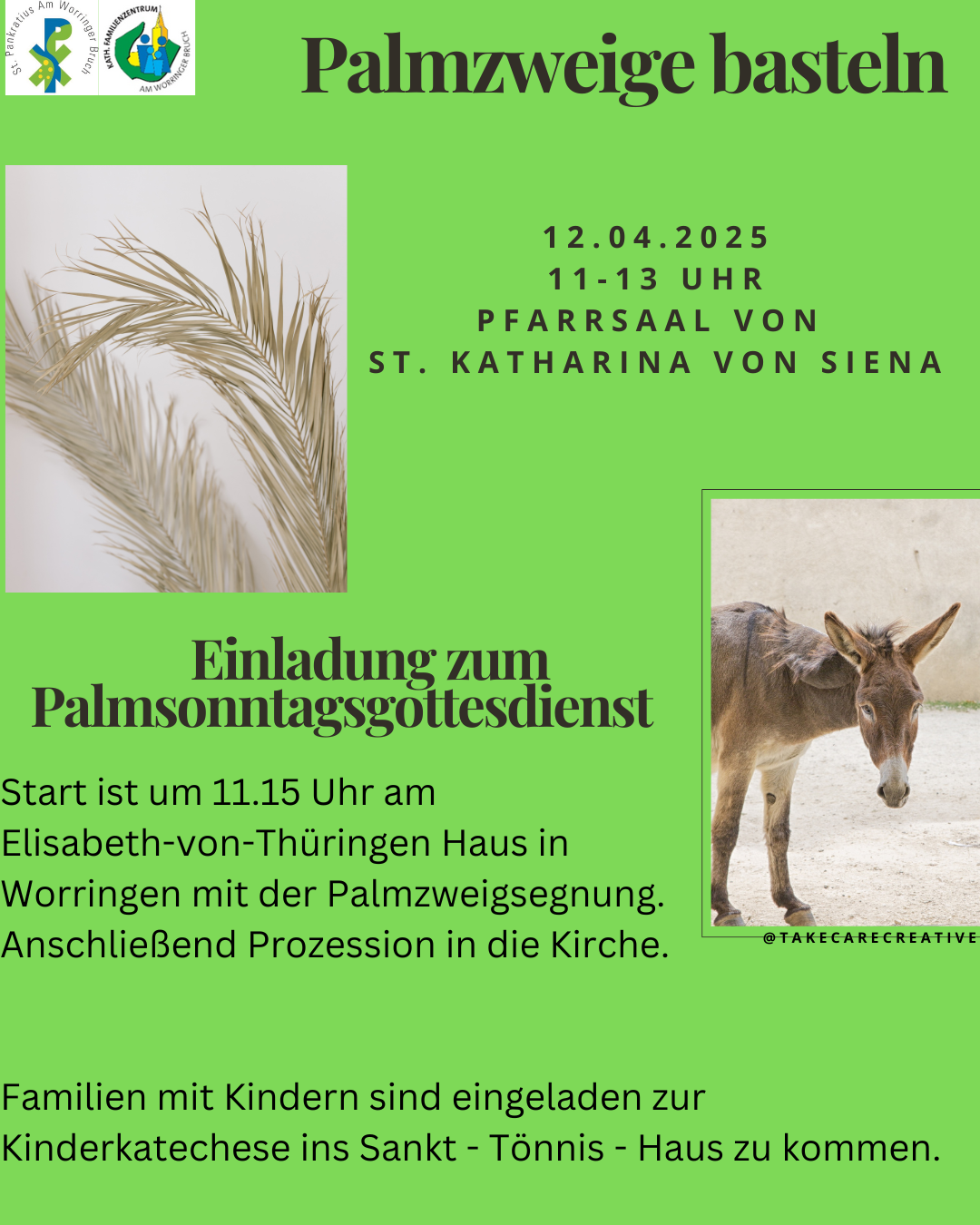Werbung Palmzweige  Gottesdienst